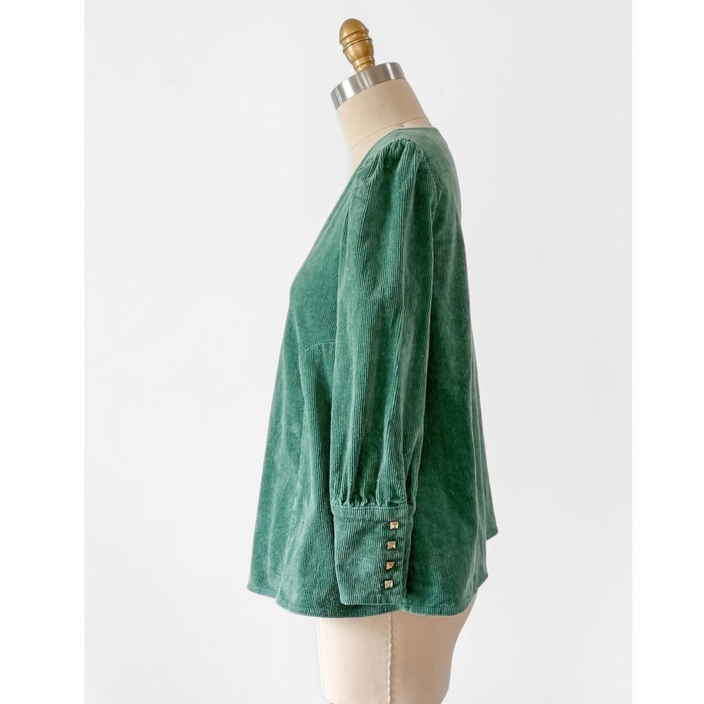 Tuckernuck Sea Sage Green Corduroy Babydoll Top (S) - Picture 6 of 10